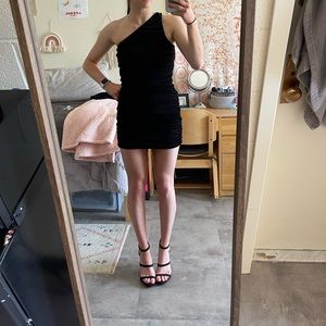 Black One Shoulder Mini Dress